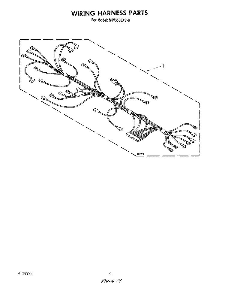 WIRING HARNESS , LIT/OPTIONAL Diagram and Parts List for MW3500XS0  Whirlpool Microwave