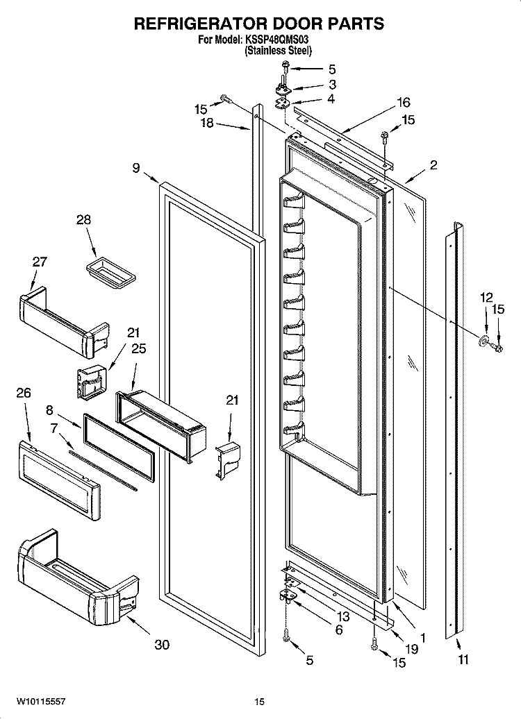 REFRIGERATOR DOOR PARTS Diagram and Parts List for KSSP48QMS03  KitchenAid Refrigerator