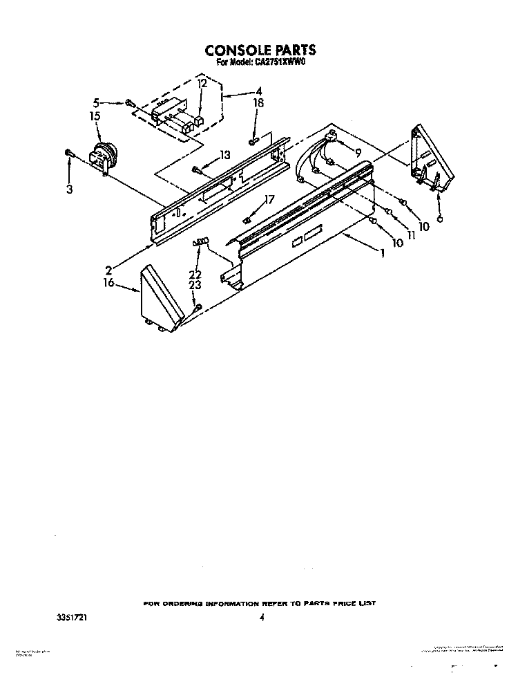 CONSOLE Diagram and Parts List for CA2751XWW0  Whirlpool Washer
