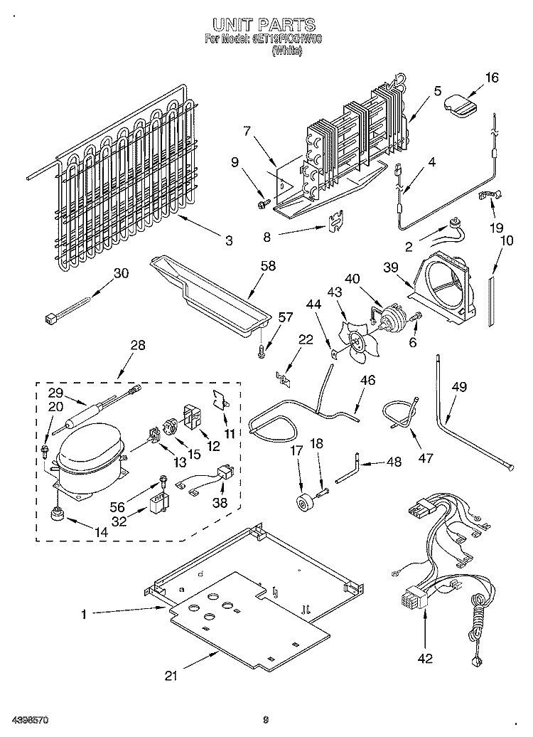 UNIT Diagram and Parts List for 6ET19PKXHW00  Whirlpool Refrigerator