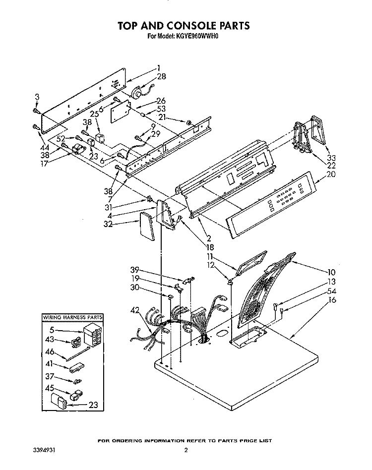TOP AND CONSOLE, LIT/OPTIONAL Diagram and Parts List for KGYE960WAL0  KitchenAid Dryer