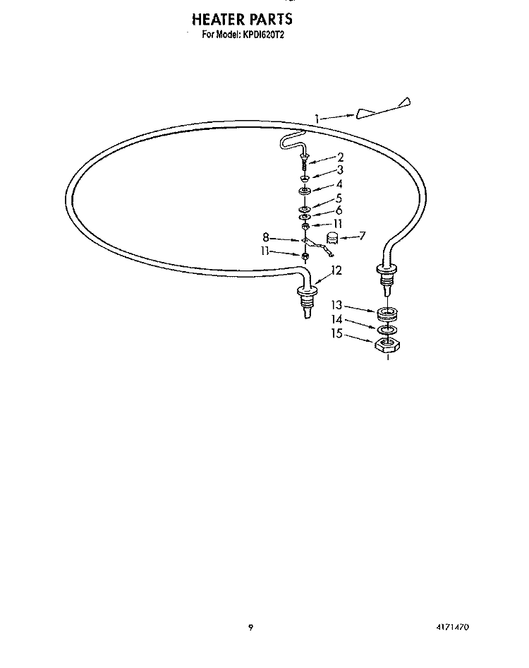HEATER Diagram and Parts List for KPDI620T2  KitchenAid Dishwasher