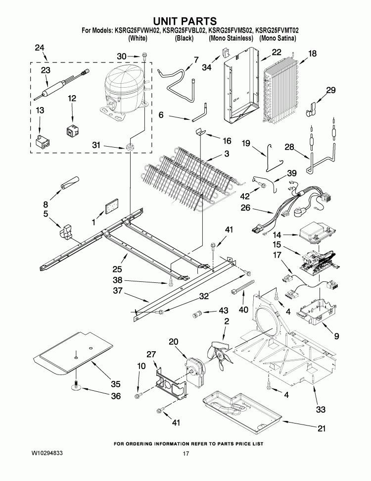 UNIT PARTS Diagram and Parts List for KSRG25FVMS02  KitchenAid Refrigerator