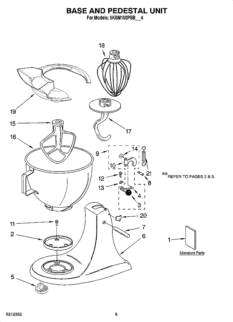 BASE AND PEDESTAL UNIT Diagram and Parts List for 5KSM150PSBAC4  KitchenAid Mixer