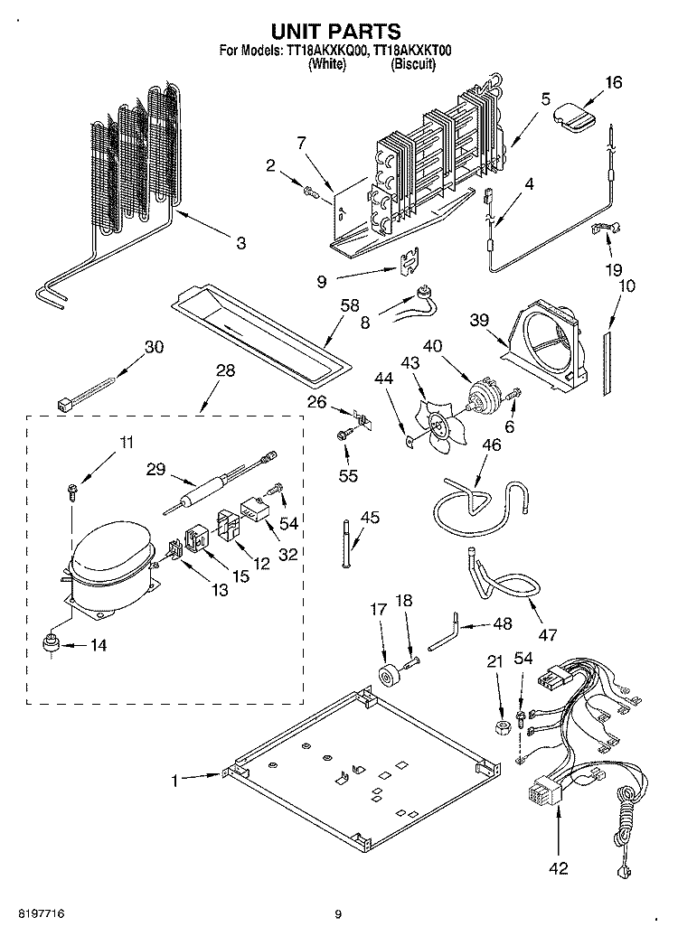 UNIT, OPTIONAL Diagram and Parts List for TT18AKXKT00  Estate Refrigerator