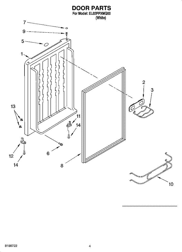 DOOR PARTS Diagram and Parts List for EL02PPXMQ00  Whirlpool Refrigerator