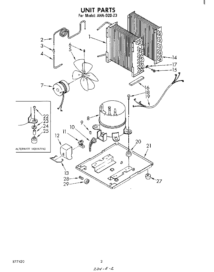 SECTION Diagram and Parts List for AHA02023  Whirlpool Dehumidifier