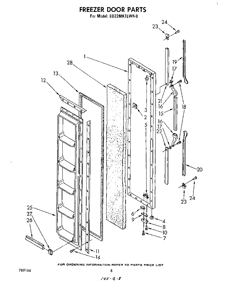 FREEZER DOOR Diagram and Parts List for ED22MK1LWR0  Whirlpool Refrigerator