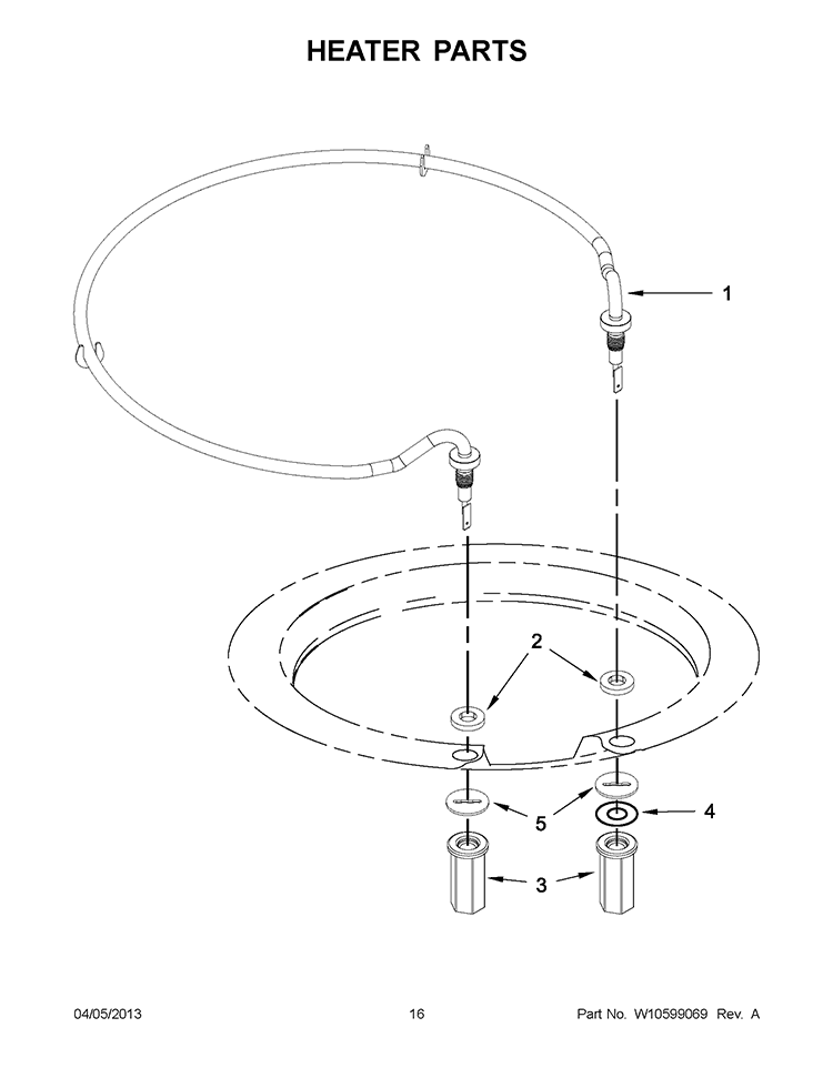 HEATER PARTS Diagram and Parts List for KUDS30FXBL9  KitchenAid Dishwasher