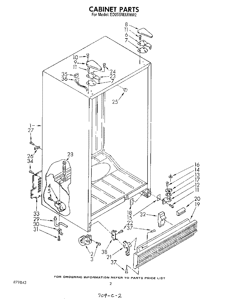 CABINET Diagram and Parts List for ED25SMXRWR2  Whirlpool Refrigerator