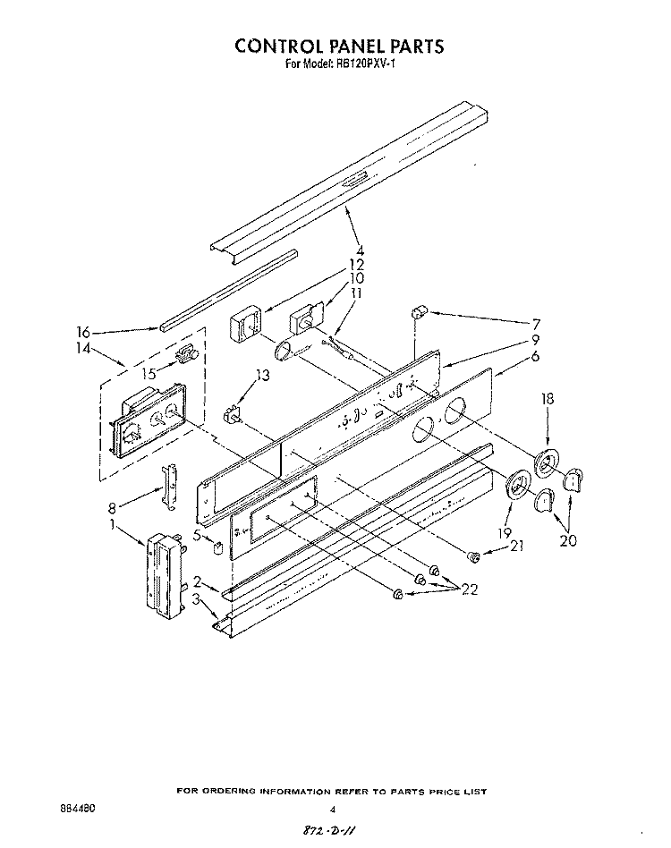 CONTROL PANEL , LITERATURE AND OPTIONAL Diagram and Parts List for RB120PXV1  Whirlpool Wall Oven