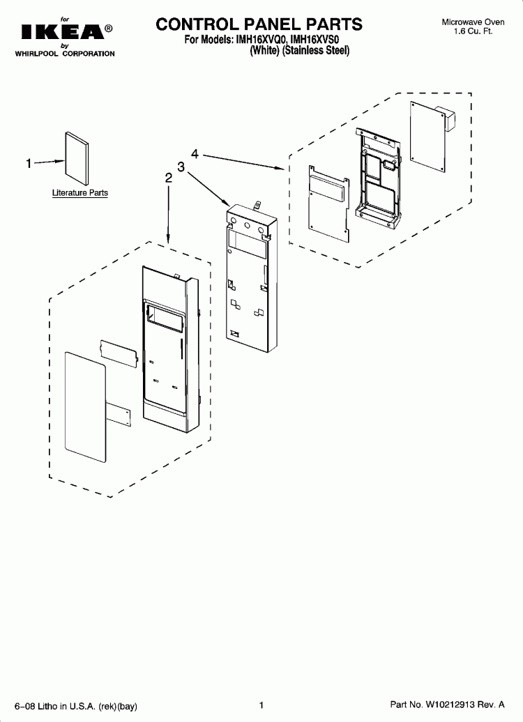 CONTROL PANEL PARTS Diagram and Parts List for IMH16XVS0  Whirlpool Microwave