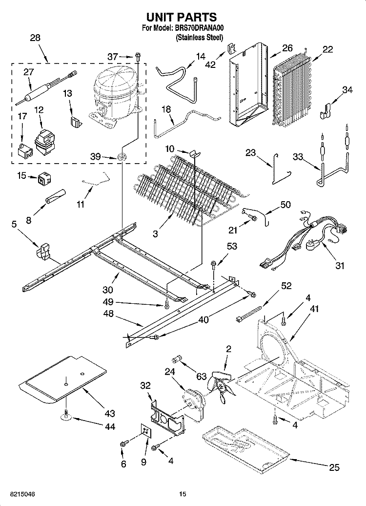 UNIT PARTS Diagram and Parts List for BRS70DRANA00  Whirlpool Refrigerator