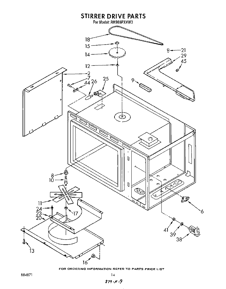 STIRRER DRIVE Diagram and Parts List for RM988PXVF3  Whirlpool Microwave Oven Combo