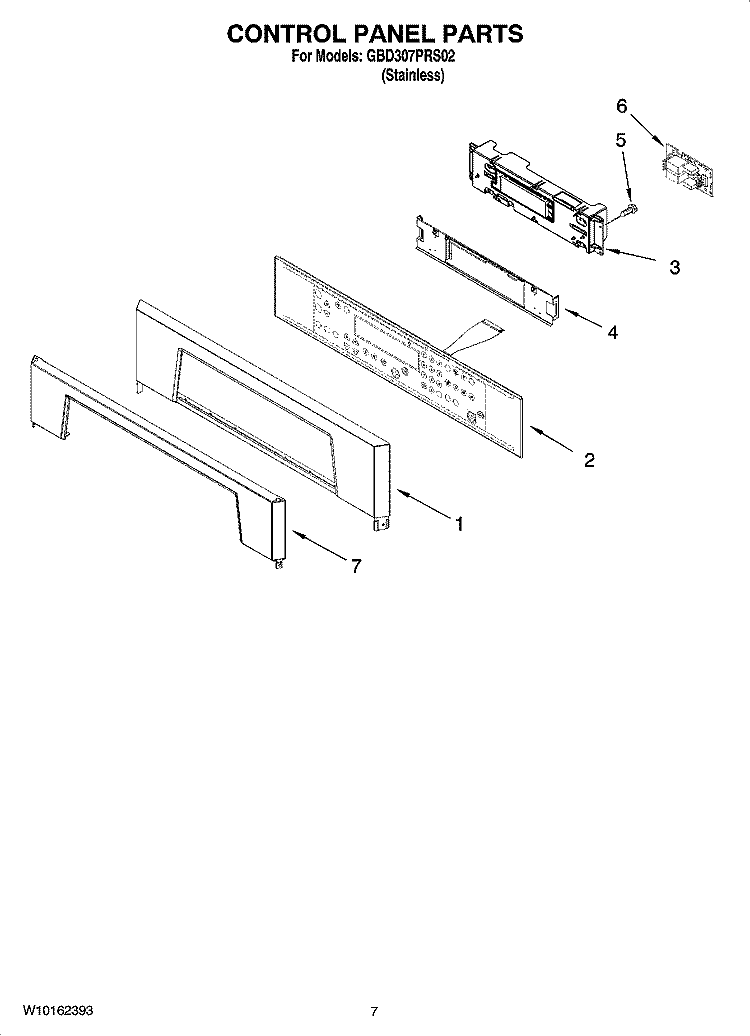 CONTROL PANEL PARTS Diagram and Parts List for GBD307PRS02  Whirlpool Wall Oven