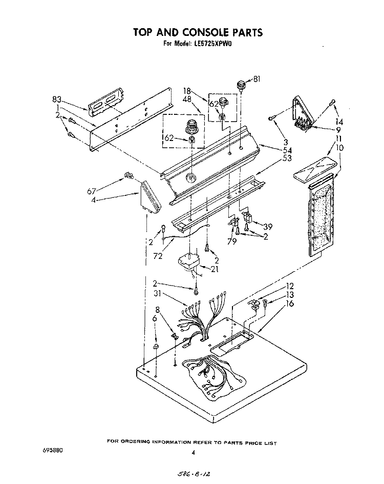 SECTION Diagram and Parts List for LE5725XPW0  Whirlpool Dryer