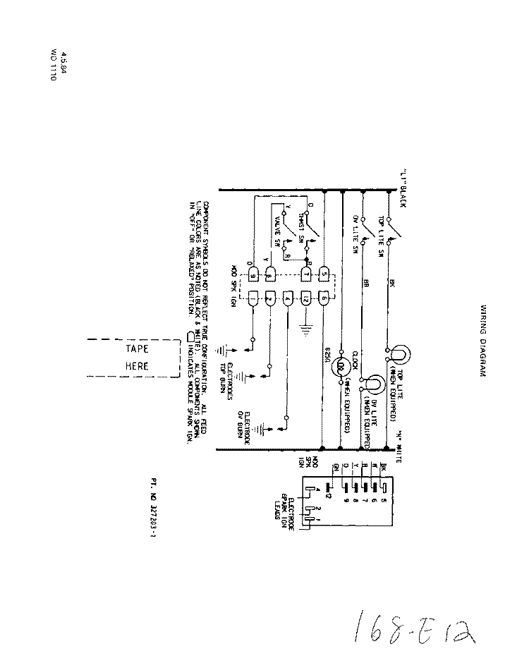 WIRING DIAGRAM Diagram and Parts List for 1215W1A  Roper Range