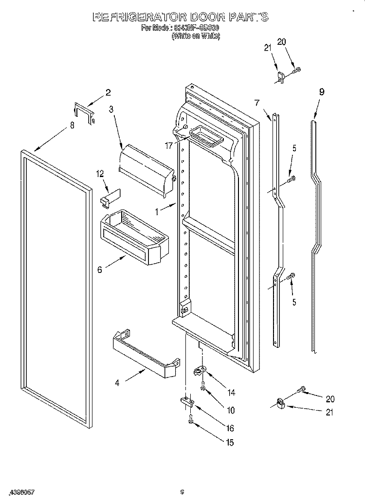 REFRIGERATOR DOOR Diagram and Parts List for 8340NFSBS00  Whirlpool Refrigerator