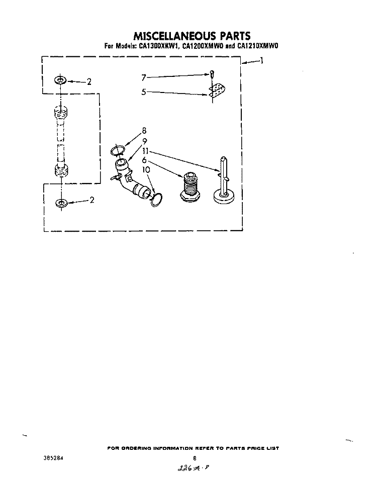 MISCELLANEOUS , LITERATURE AND OPTIONAL Diagram and Parts List for CA1200XMW0  Whirlpool Washer