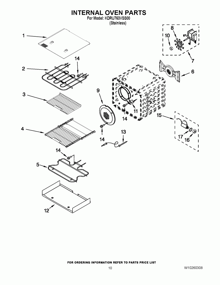 INTERNAL OVEN PARTS Diagram and Parts List for KDRU763VSS00  KitchenAid Range