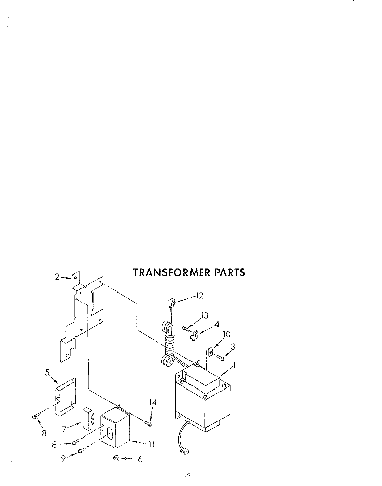 TRANSFORMER Diagram and Parts List for ARG490  Whirlpool Refrigerator