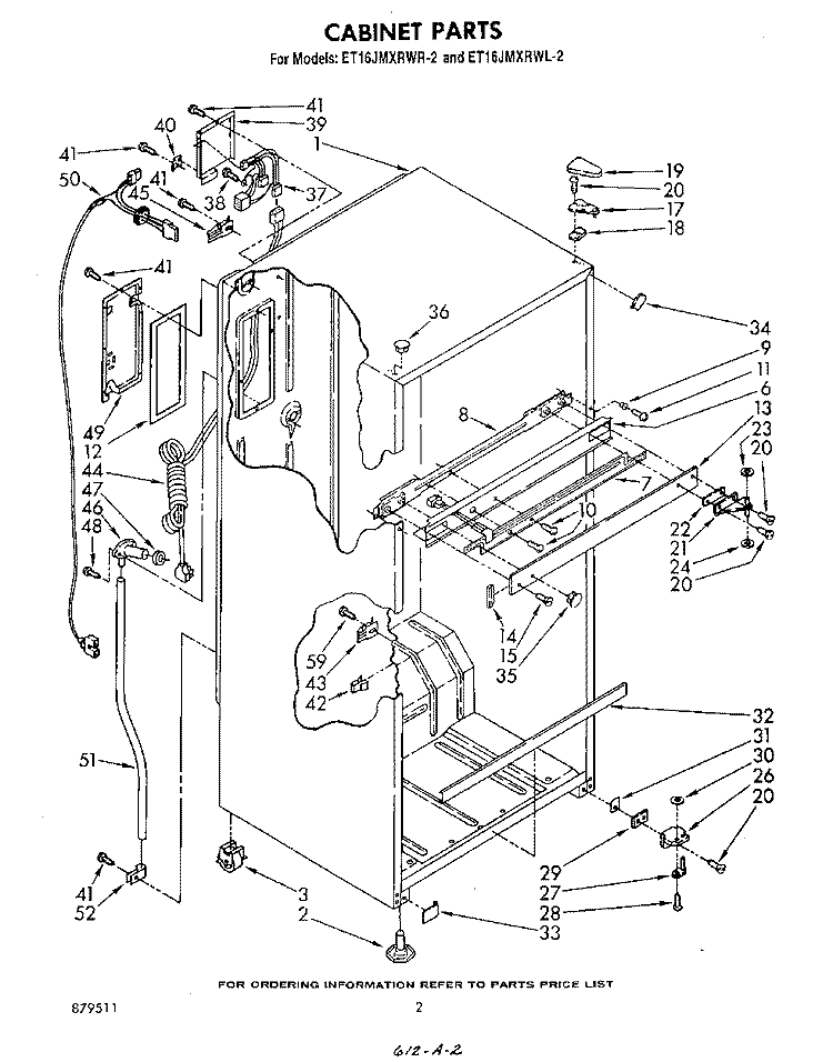 CABINET Diagram and Parts List for ET16JMXRWR2  Whirlpool Refrigerator