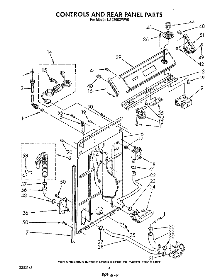 CONTROLS AND REAR PANEL Diagram and Parts List for LA9200XWW0  Whirlpool Washer