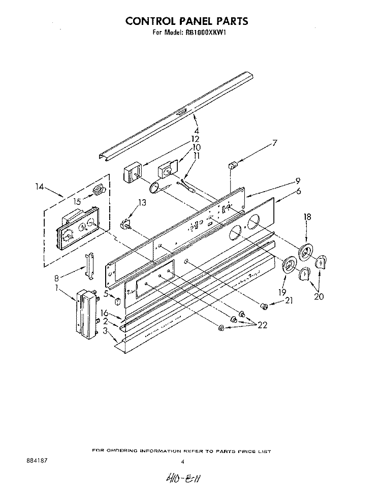 CONTROL PANEL , LITERATURE AND OPTIONAL Diagram and Parts List for RB1000XKW1  Whirlpool Wall Oven