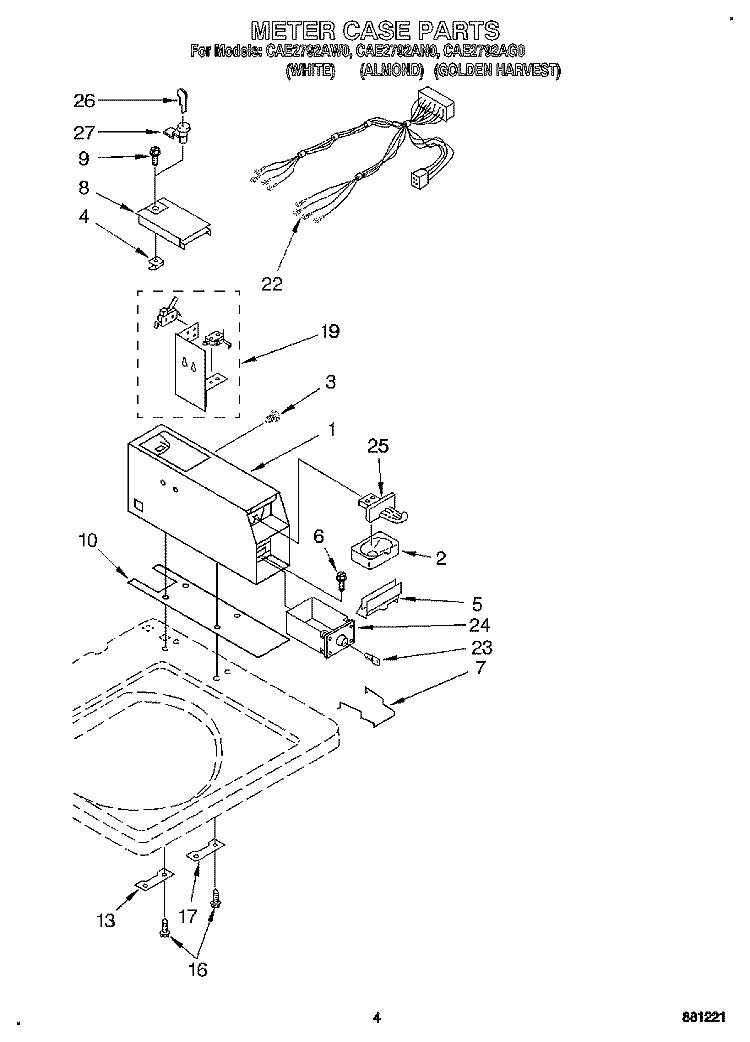 METER CASE Diagram and Parts List for CAE2792AG0  Whirlpool Washer