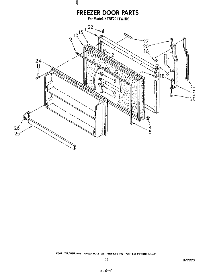 FREEZER DOOR Diagram and Parts List for KTRF20KTPL00  Whirlpool Refrigerator