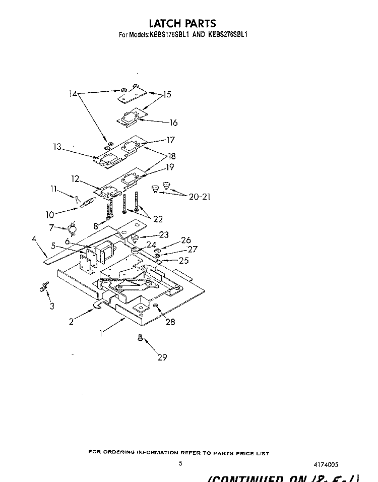 LATCH Diagram and Parts List for KEBS276SBL1  KitchenAid Wall Oven