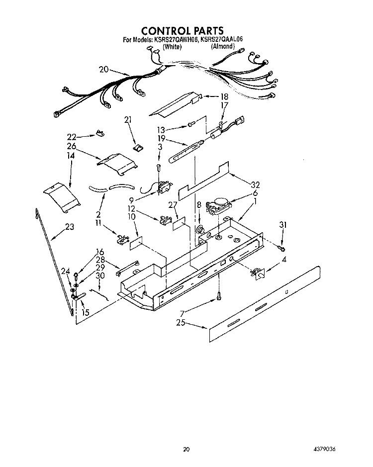 CONTROL Diagram and Parts List for KSRS27QAAL06  KitchenAid Refrigerator
