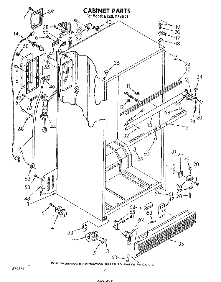 CABINET Diagram and Parts List for ET22DMXSW01  Whirlpool Refrigerator