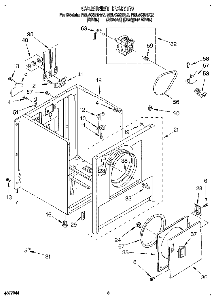 SECTION Diagram and Parts List for REL4632BL2  Roper Dryer