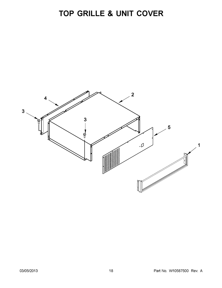 TOP GRILLE & UNIT COVER Diagram and Parts List for KSSO36FTX17  KitchenAid Refrigerator