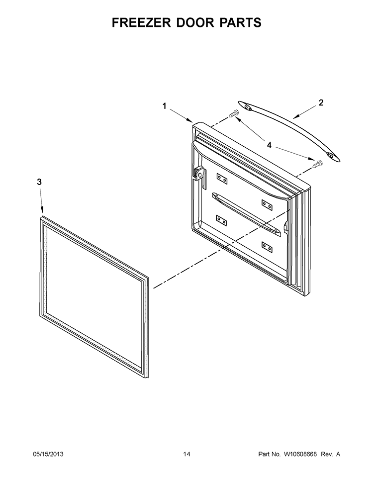FREEZER DOOR PARTS Diagram and Parts List for 5GX0FHTXAF01  Whirlpool Refrigerator