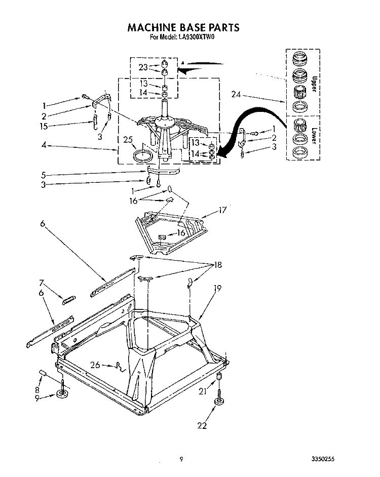 MACHINE BASE Diagram and Parts List for LA9300XTN0  Whirlpool Washer