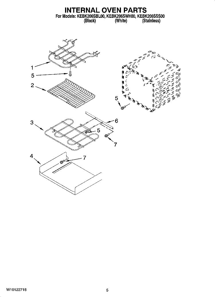 INTERNAL OVEN PARTS Diagram and Parts List for KEBK206SBL00  KitchenAid Wall Oven
