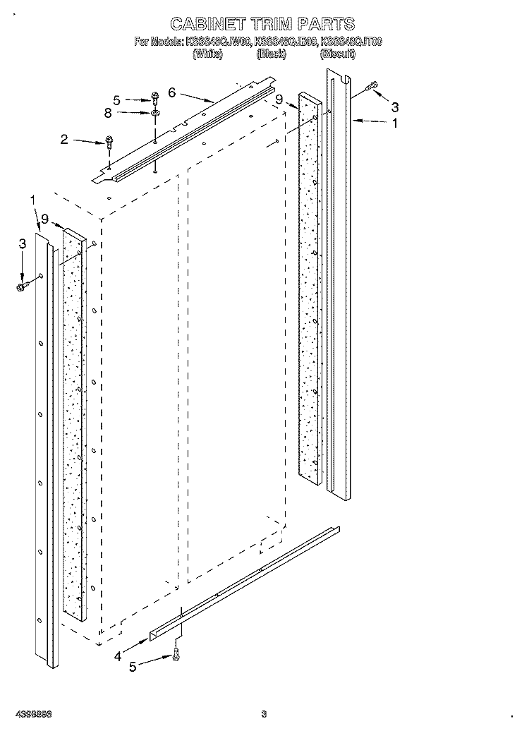 CABINET TRIM Diagram and Parts List for KSSS48QJB00  KitchenAid Refrigerator