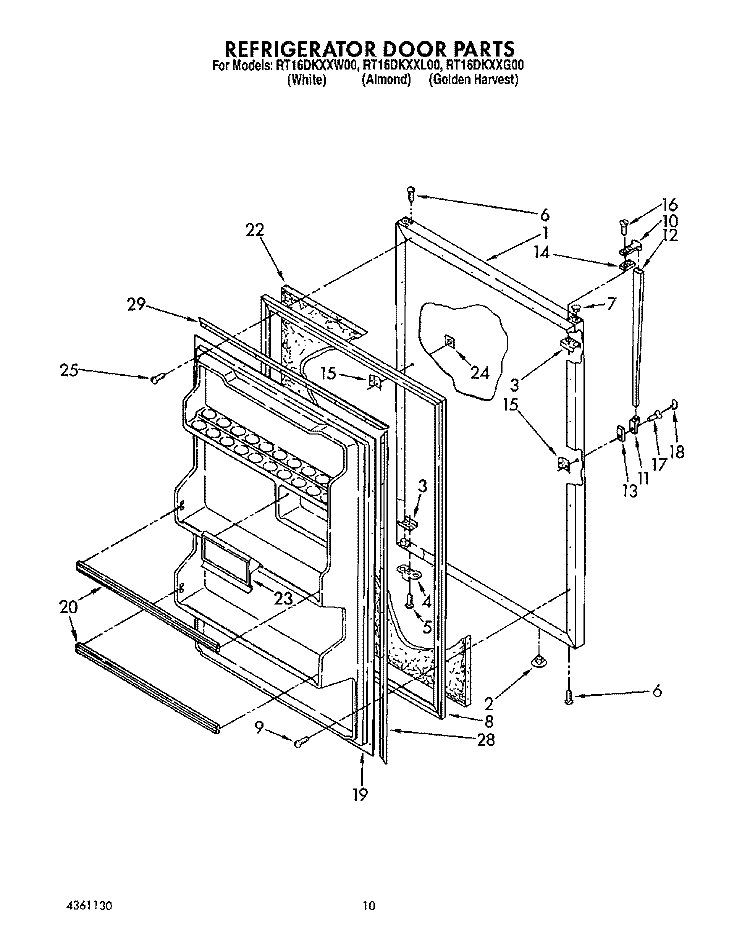 REFRIGERATOR DOOR , LIT/OPTIONAL Diagram and Parts List for RT16DKYXW00  Roper Refrigerator