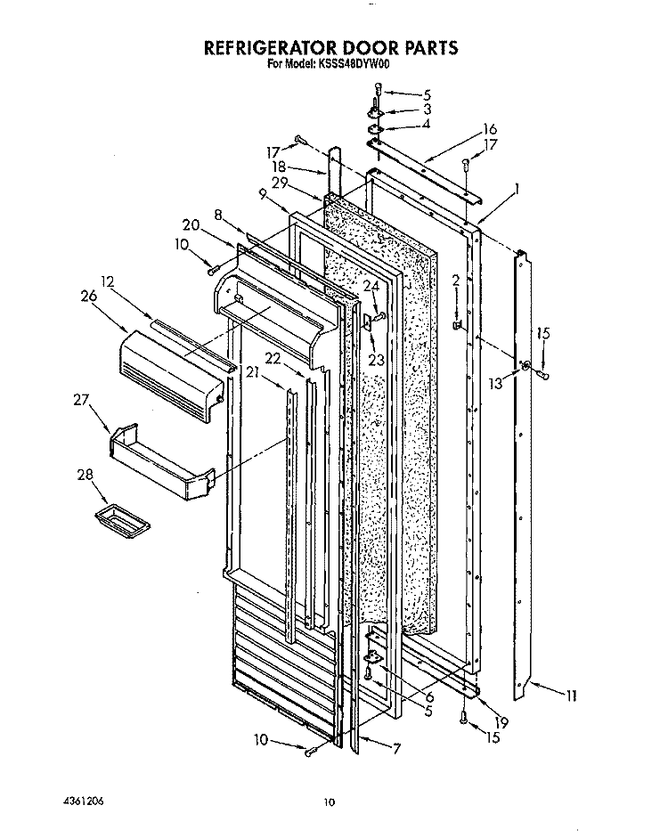 REFRIGERATOR DOOR Diagram and Parts List for KSSS48DYW00  KitchenAid Refrigerator