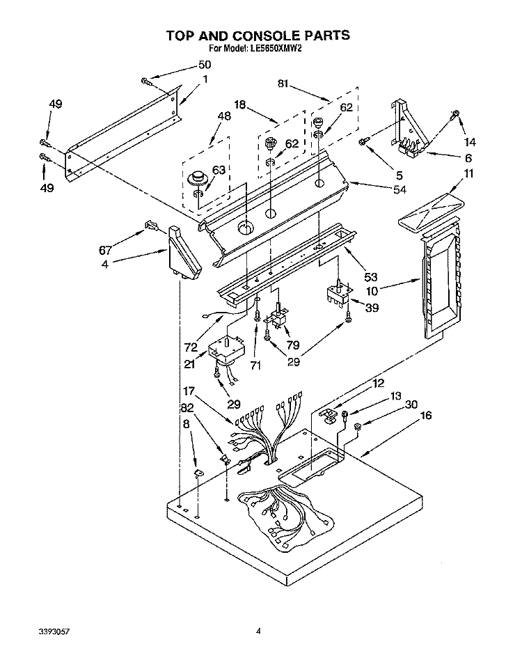 SECTION Diagram and Parts List for LE5650XMW2  Whirlpool Dryer