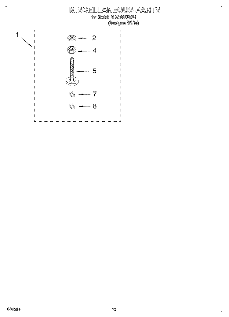 MISCELLANEOUS, LIT/OPTIONAL Diagram and Parts List for 3LSC8255EQ1  Whirlpool Washer