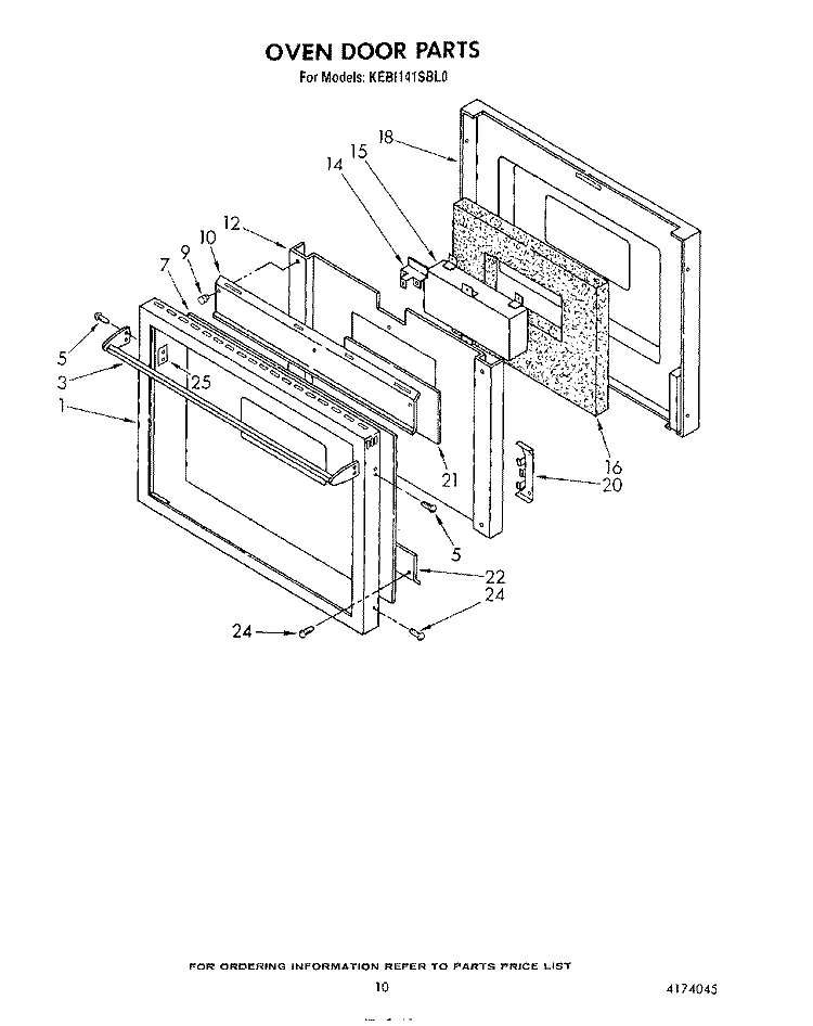 OVEN DOOR , LIT/OPTIONAL Diagram and Parts List for KEBI141SBL0  KitchenAid Wall Oven