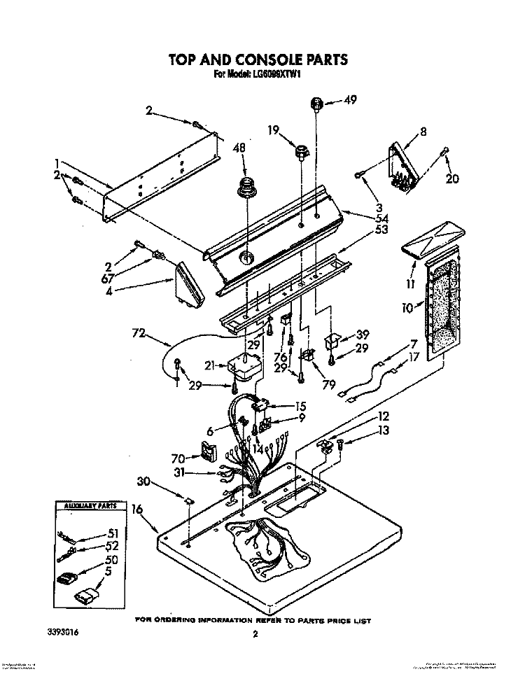 SECTION Diagram and Parts List for LE6098XTG1  Whirlpool Dryer