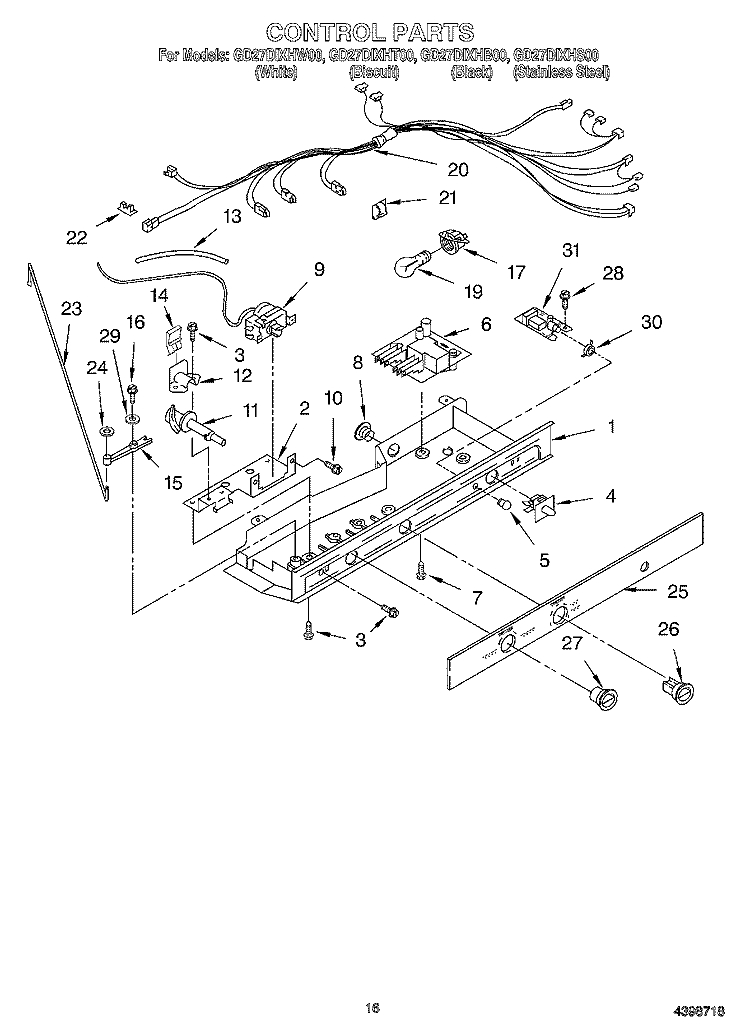 CONTROL Diagram and Parts List for GD27DIXHS00  Whirlpool Refrigerator