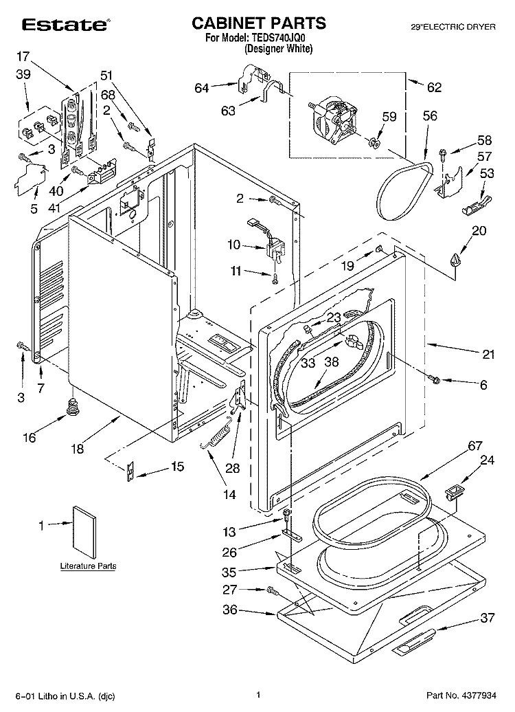 SECTION Diagram and Parts List for TEDS740JQ0  Estate Dryer