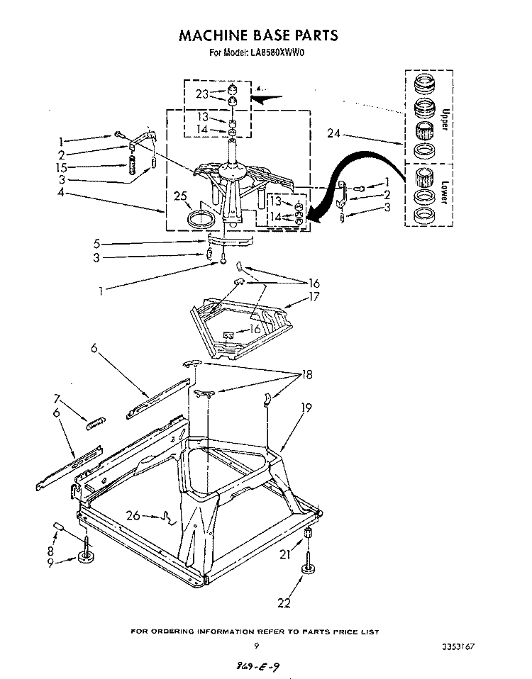 MACHINE BASE Diagram and Parts List for LA8580XWN0  Whirlpool Washer