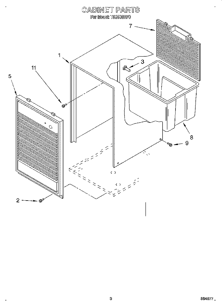 SECTION Diagram and Parts List for TD2500XF0  Whirlpool Dehumidifier