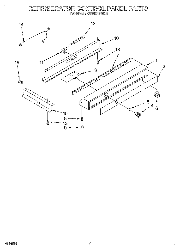 REFRIGERATOR CONTROL PANEL Diagram and Parts List for KSSS42MDX05  KitchenAid Refrigerator